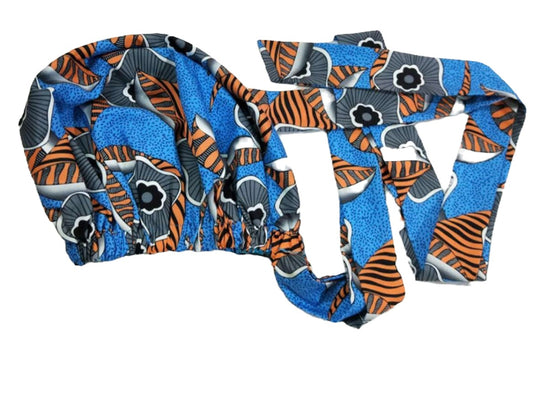 Blue & orange Wrap Bonnet