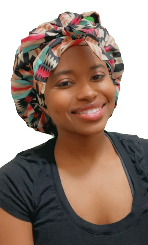 Double line wrap Bonnet Jamican Colors