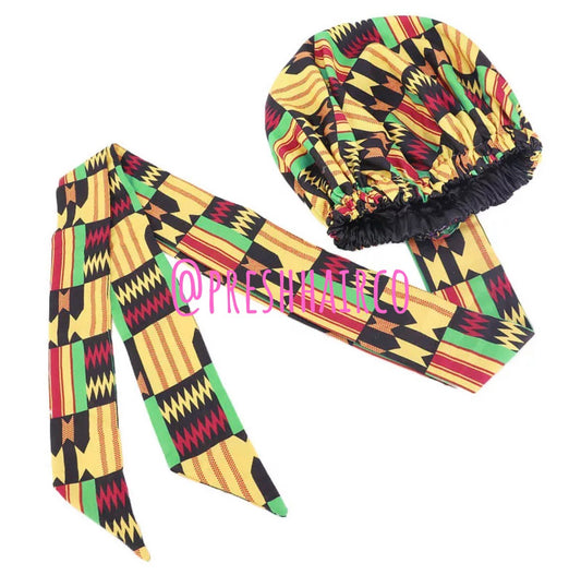 Double line wrap Bonnet Jamican Colors