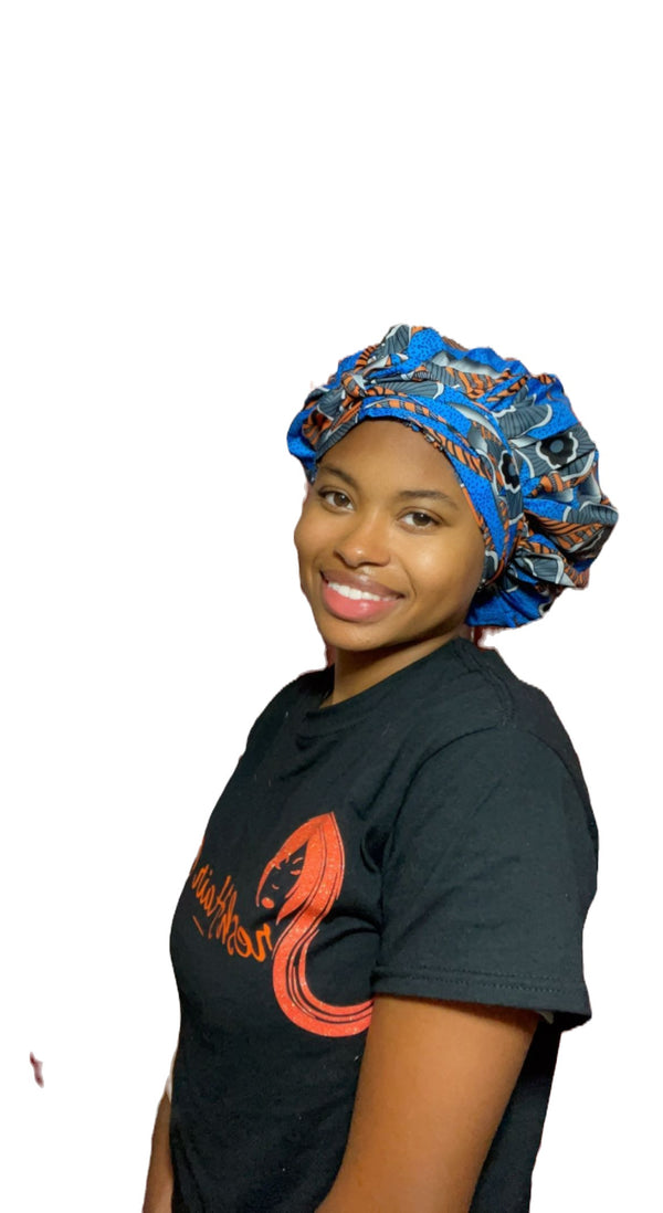 Blue & orange Wrap Bonnet