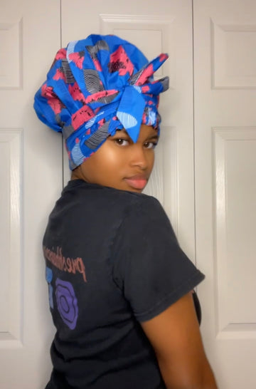 Pink & Blue wrap Bonnet